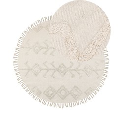 Dywan okrągły bawełniany ø 140 cm beżowy HARRAN