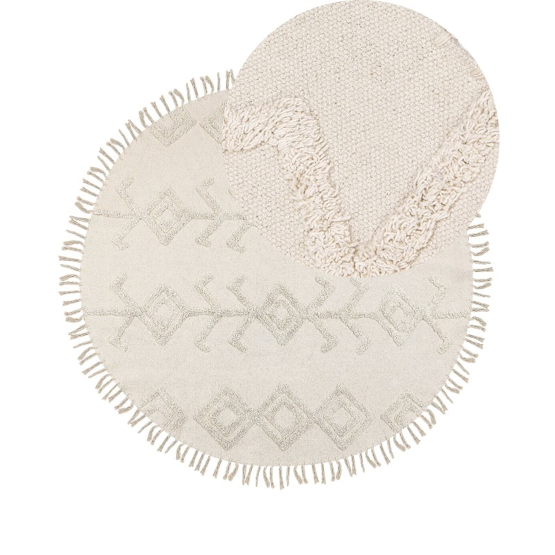 Dywan okrągły bawełniany ø 140 cm beżowy HARRAN