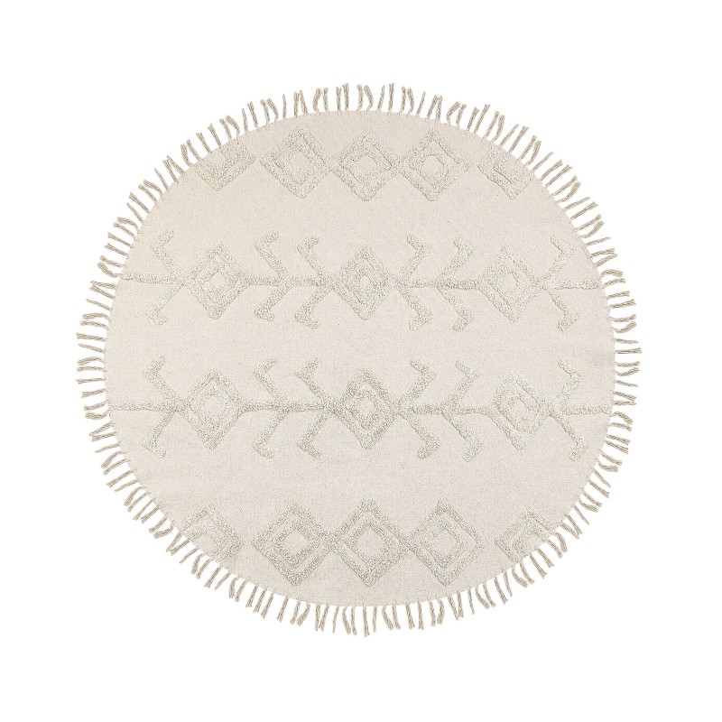 Dywan okrągły bawełniany ø 140 cm beżowy HARRAN