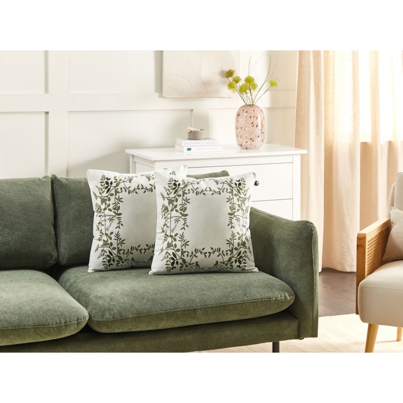 Zestaw 2 poduszek dekoracyjnych ZALEYA Bawełna 45 x 45 cm Biały Wzór kwiatowy