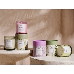 Zestaw 3 świeczek zapachowych COLORFUL BARREL Wosk sojowy Świeże nuty Nuty kwiatowe