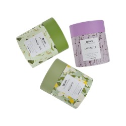 Zestaw 3 świeczek zapachowych COLORFUL BARREL Wosk sojowy Świeże nuty Nuty kwiatowe