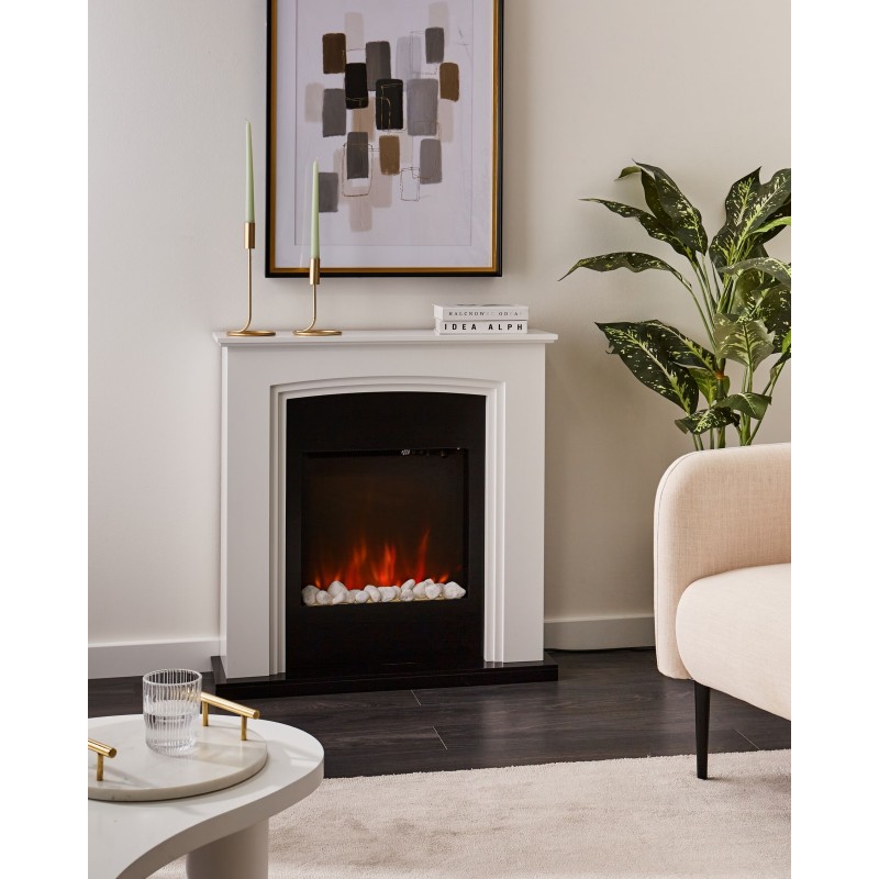 Kominek elektryczny z funkcją grzania NYIRI Biały