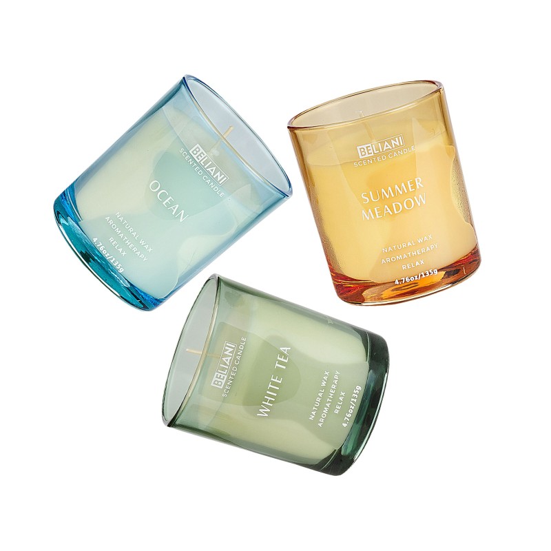 Zestaw 3 świeczek zapachowych SHEER JOY Wosk sojowy Świeże nuty