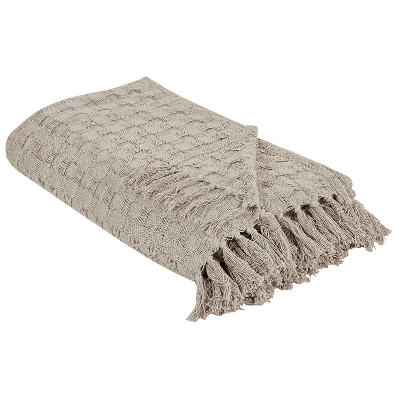 Narzuta na łóżko BERE Bawełna 150 x 200 cm Beżowoszary