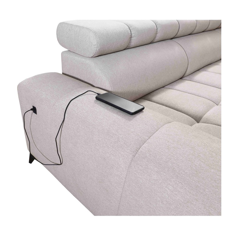 Ecksofa Venna III mit Schlaffunktion, USB-Anschluss und aufklappbarer Bar - Plüsch, Avra 12