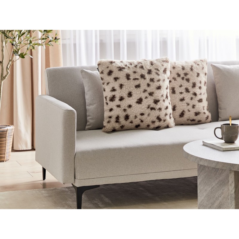 Zestaw 2 poduszek dekoracyjnych KASRA Sztuczne futro 45 x 45 cm Jasnobeżowy Wzór abstrakcyjny