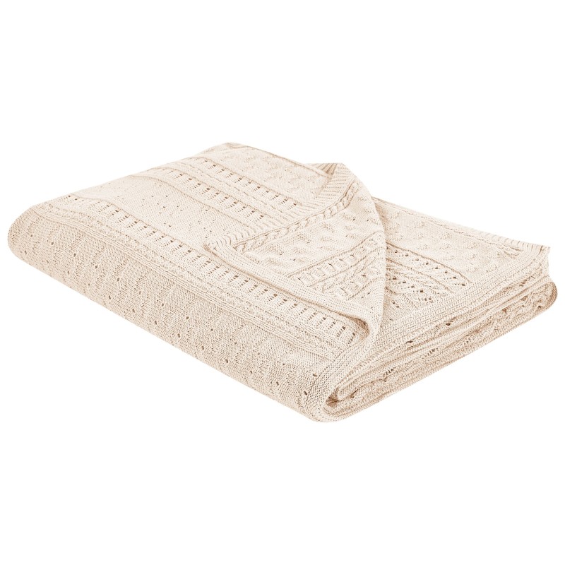 Narzuta na łóżko DAULET Bawełna 150 x 200 cm Jasnobeżowy