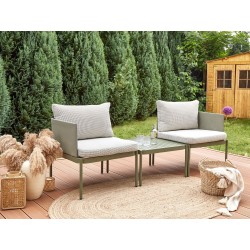 Zestaw ogrodowy ze stolikiem dla 2 osób TERRACINA Metal Oliwkowy