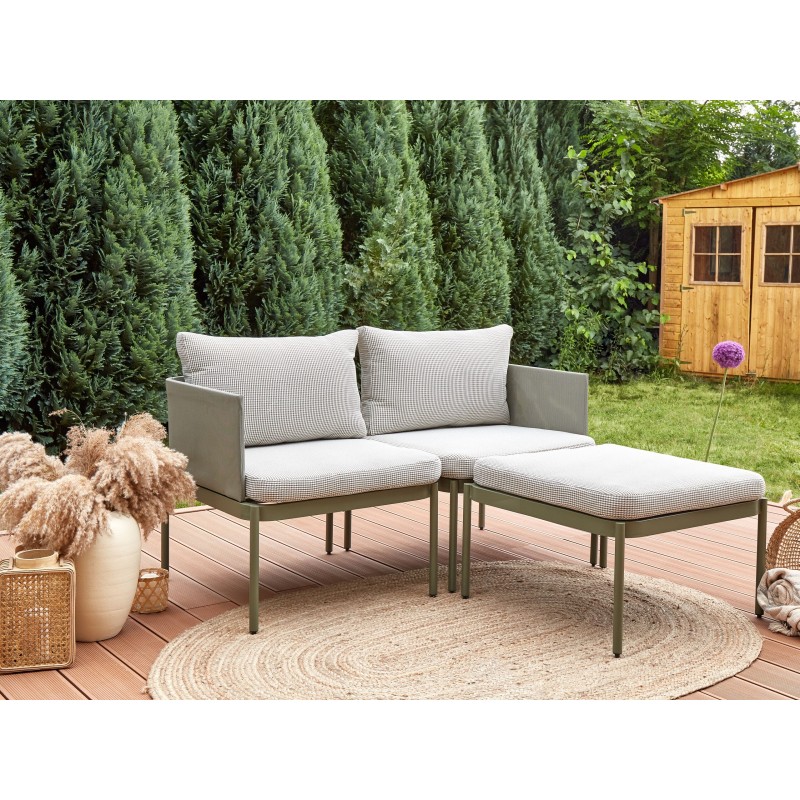 Zestaw ogrodowy ze stolikiem dla 2 osób TERRACINA Metal Oliwkowy