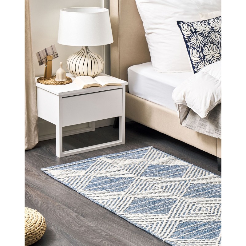 Dywan wełniany 80 x 150 cm beżowo-niebieski DATCA