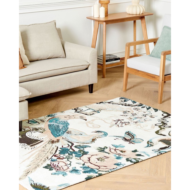 Dywan bawełniany motyw ptaków 140 x 200 cm wielokolorowy ARIHA