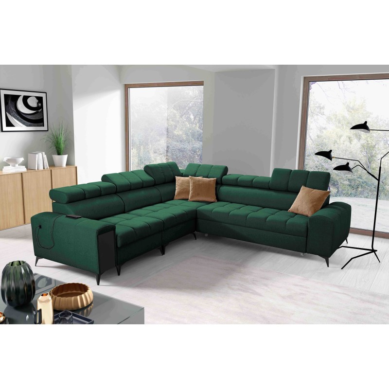 Ecksofa Venna III mit Schlaffunktion, USB-Anschluss und aufklappbarer Bar - Plüsch, Avra 12