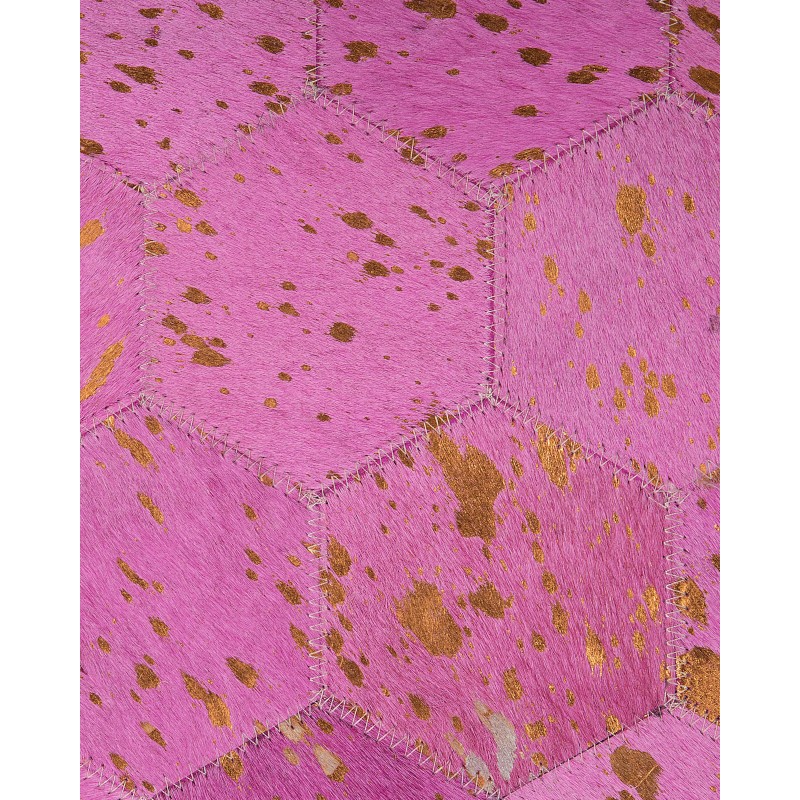 Dywan patchwork okrągły skórzany ⌀ 140 cm różowy ZEYTIN