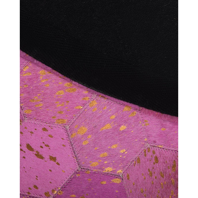 Dywan patchwork okrągły skórzany ⌀ 140 cm różowy ZEYTIN