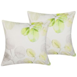 Zestaw 2 poduszek dekoracyjnych PEPEROMIA Bawełna 45 x 45 cm Biały Wzór roślinny
