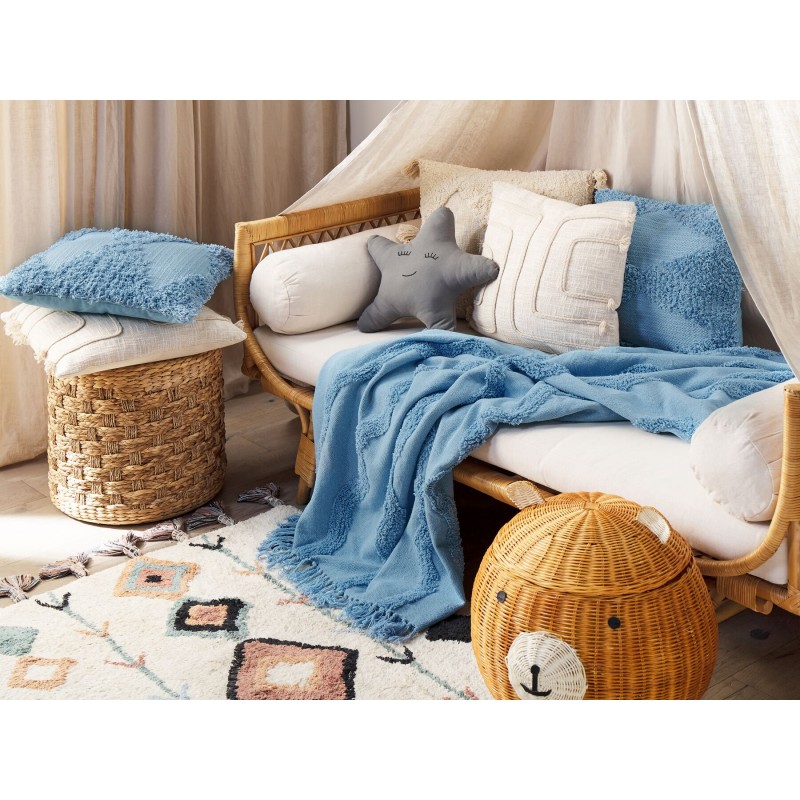 Koc KHARI Bawełna 125 x 150 cm Błękitny