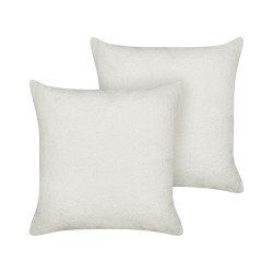 Zestaw 2 poduszek dekoracyjnych LEUZEA Boucle 60 x 60 cm Złamana biel Jednolity