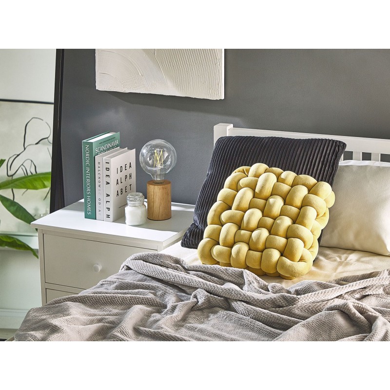 Welurowa poduszka dekoracyjna supeł 30 x 30 cm żółta SIRALI