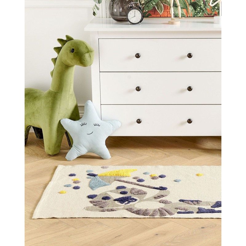 Dywan dziecięcy bawełniany w zwierzęcy wzór 80 x 150 cm beżowy SINGKIL