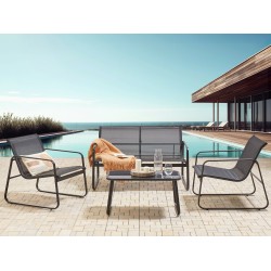 Zestaw ogrodowy ze stolikiem dla 4 osób BARREA Metal Czarny