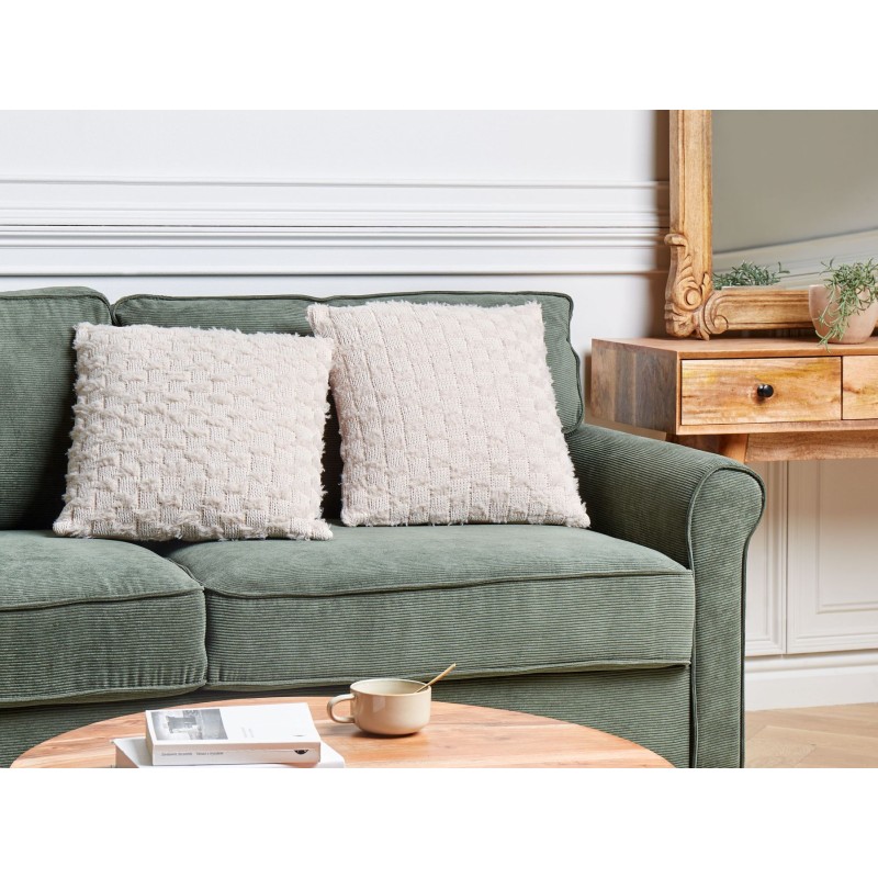 Zestaw 2 poduszek dekoracyjnych BASALIM 45 x 45 cm Beżowy Jednolity