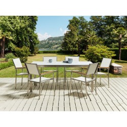 Stół ogrodowy COSOLETO 180 cm 90 cm Efekt marmuru Szkło Biały