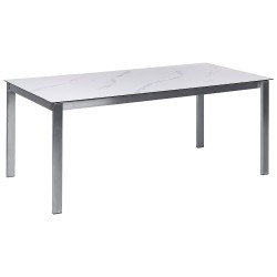 Stół ogrodowy COSOLETO 180 cm 90 cm Efekt marmuru Szkło Biały