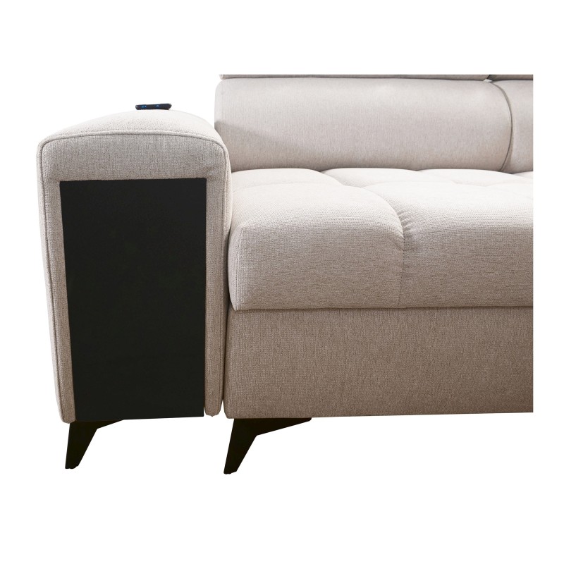 Ecksofa Venna III mit Schlaffunktion, USB-Anschluss und aufklappbarer Bar - Plüsch, Avra 9
