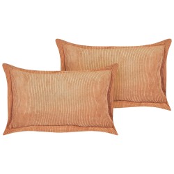 Zestaw 2 poduszek dekoracyjnych ZINNIA Sztruks 47 x 27 cm Pomarańczowy Jednolity