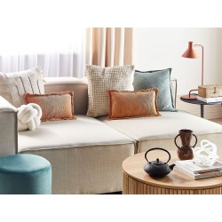 Zestaw 2 poduszek dekoracyjnych ZINNIA Sztruks 47 x 27 cm Pomarańczowy Jednolity