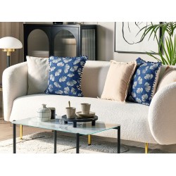 Zestaw 2 poduszek dekoracyjnych DANDELION 45 x 45 cm Ciemnoniebieski Wzór roślinny