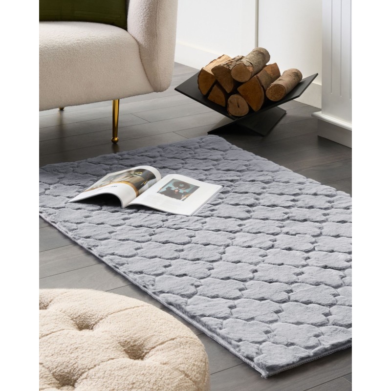 Dywan sztuczne futro królika 80 x 150 cm szary GHARO