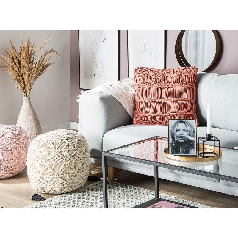 Poduszka dekoracyjna AKKOY Bawełna 45 x 45 cm Pomarańczowy Wzór geometryczny