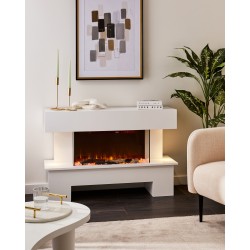 Kominek elektryczny z funkcją grzania KALAHARI Z pilotem Biały