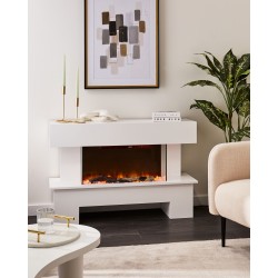 Kominek elektryczny z funkcją grzania KALAHARI Z pilotem Biały