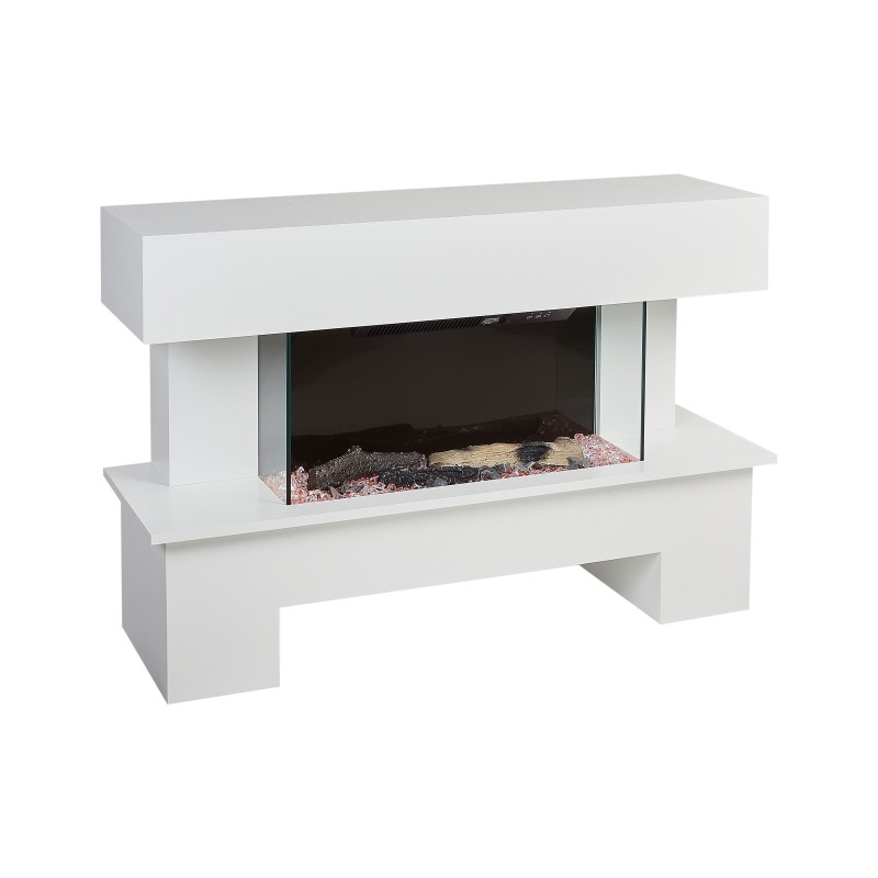 Kominek elektryczny z funkcją grzania KALAHARI Z pilotem Biały