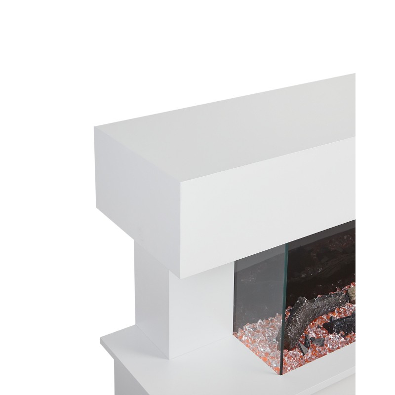 Kominek elektryczny z funkcją grzania KALAHARI Z pilotem Biały