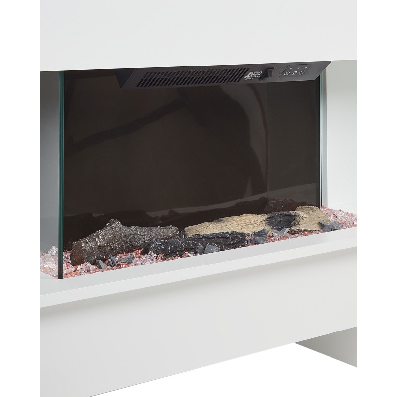 Kominek elektryczny z funkcją grzania KALAHARI Z pilotem Biały