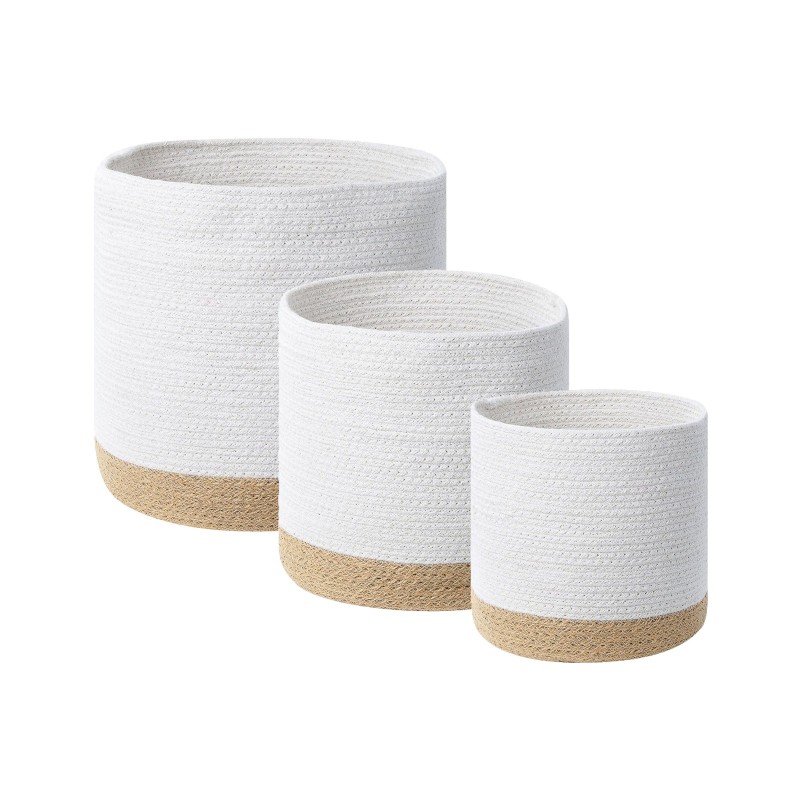 Zestaw 3 koszy BASIMA Bawełna Biały
