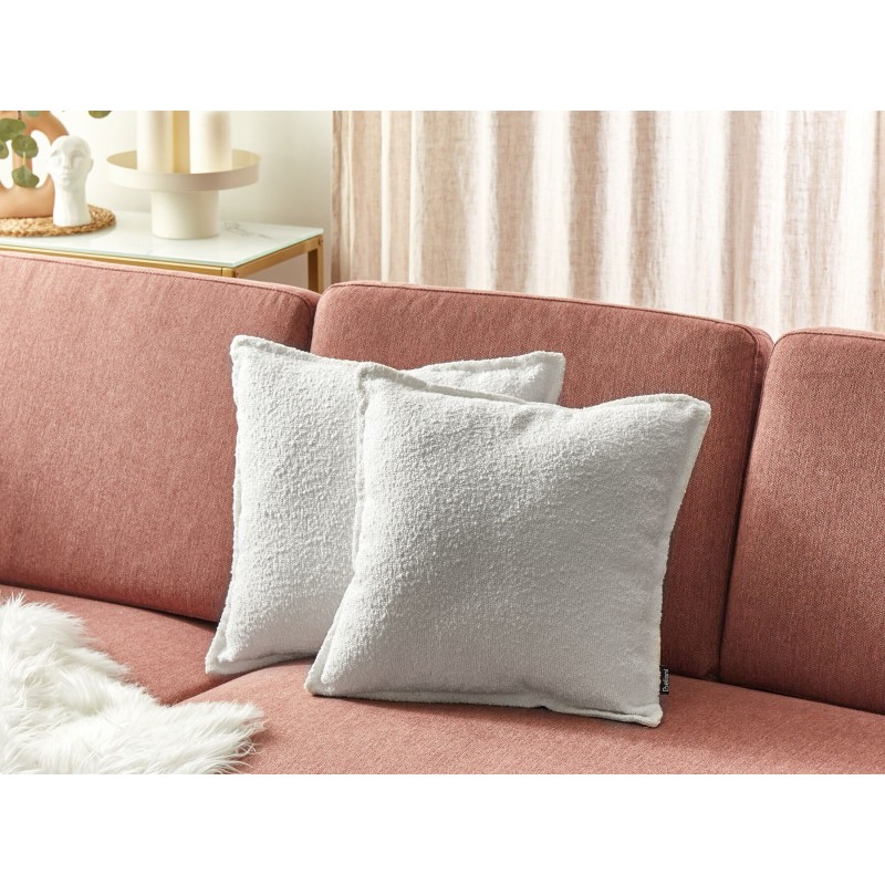 Zestaw 2 poduszek dekoracyjnych SENECIA Boucle 45 x 45 cm Złamana biel Jednolity