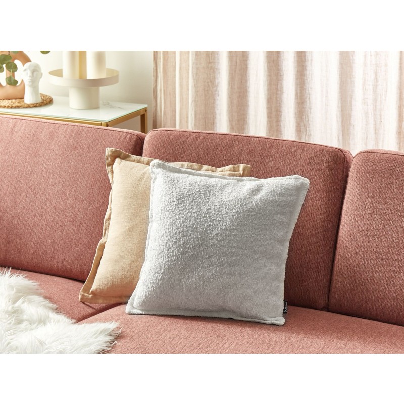 Zestaw 2 poduszek dekoracyjnych SENECIA Boucle 45 x 45 cm Złamana biel Jednolity