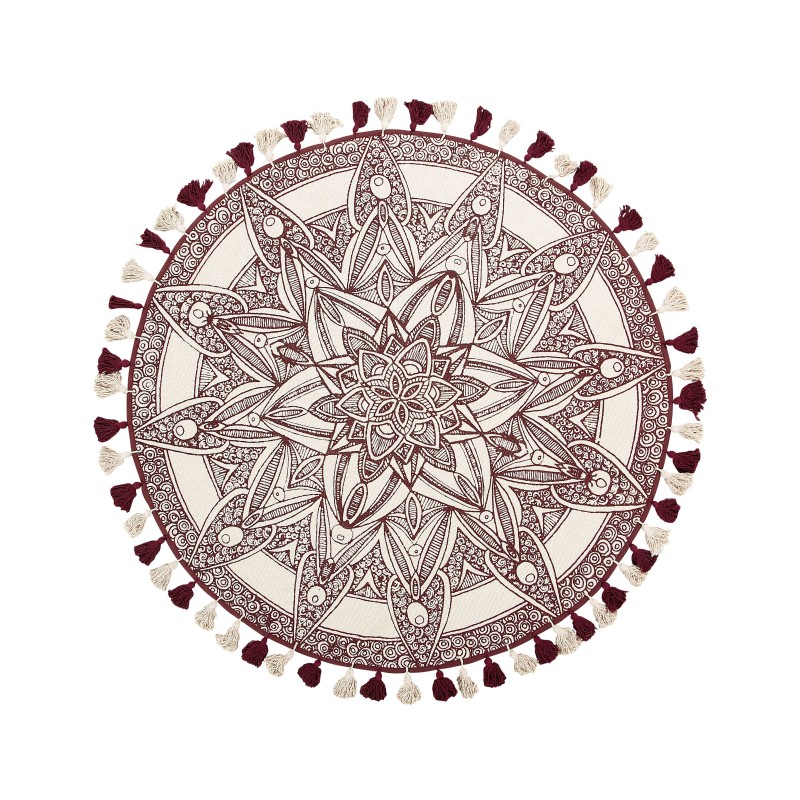Dywan okrągły bawełniany orientalny nadruk ø 120 cm kremowo-czerwony OLTU