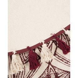 Dywan okrągły bawełniany orientalny nadruk ø 120 cm kremowo-czerwony OLTU