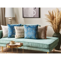 Zestaw 2 poduszek dekoracyjnych DELICIOSA Welur 45 x 45 cm Niebieski Wzór roślinny