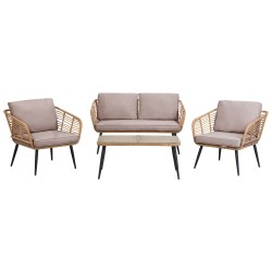 Zestaw ogrodowy ze stolikiem dla 4 osób CORINTH II Technorattan Naturalny