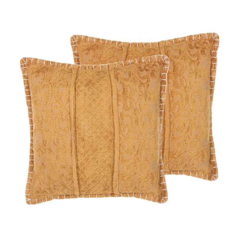 Zestaw 2 poduszek dekoracyjnych KAVALAM 45 x 45 cm Musztardowy Jednolity