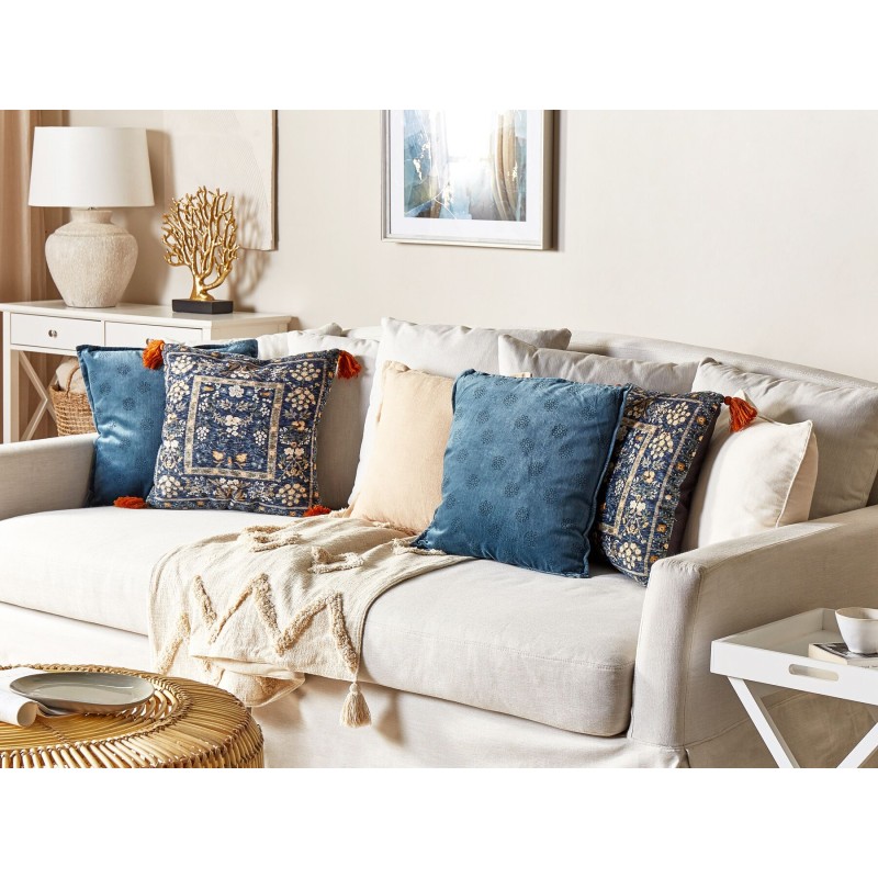 Zestaw 2 poduszek dekoracyjnych PANAX Welur 45 x 45 cm Kolorowy Wzór kwiatowy