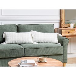 Zestaw 2 poduszek dekoracyjnych DOURIS 30 x 60 cm Jasnobeżowy W kratkę