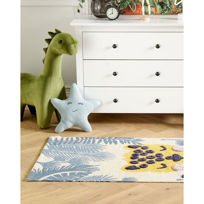 Dywan dziecięcy bawełniany motyw lamparta 80 x 150 cm wielokolorowy LUAS